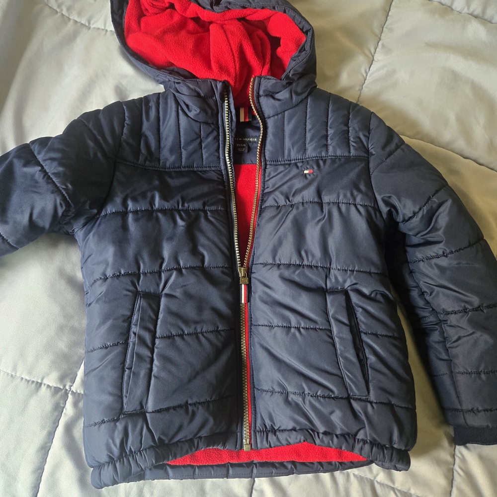 Tommy Hilfiger Navy and Red Puffer Jacket
